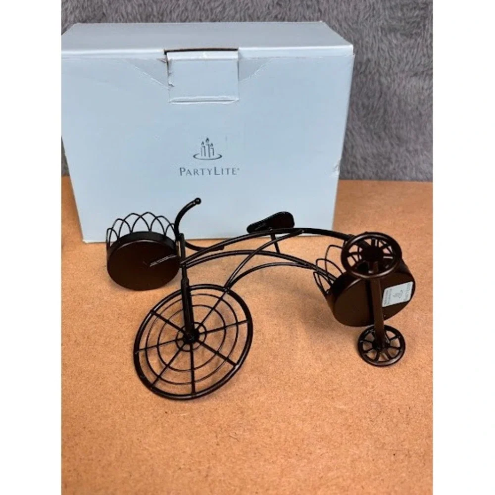 PartyLite Garden Trike Tealight Holder P9909‎ Bronze Metal Tricycle Candle Decor